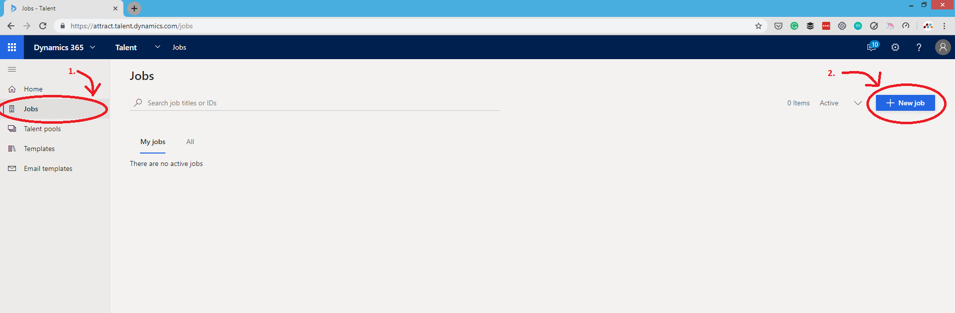 Going to the jobs tab in Attract and creating a new job