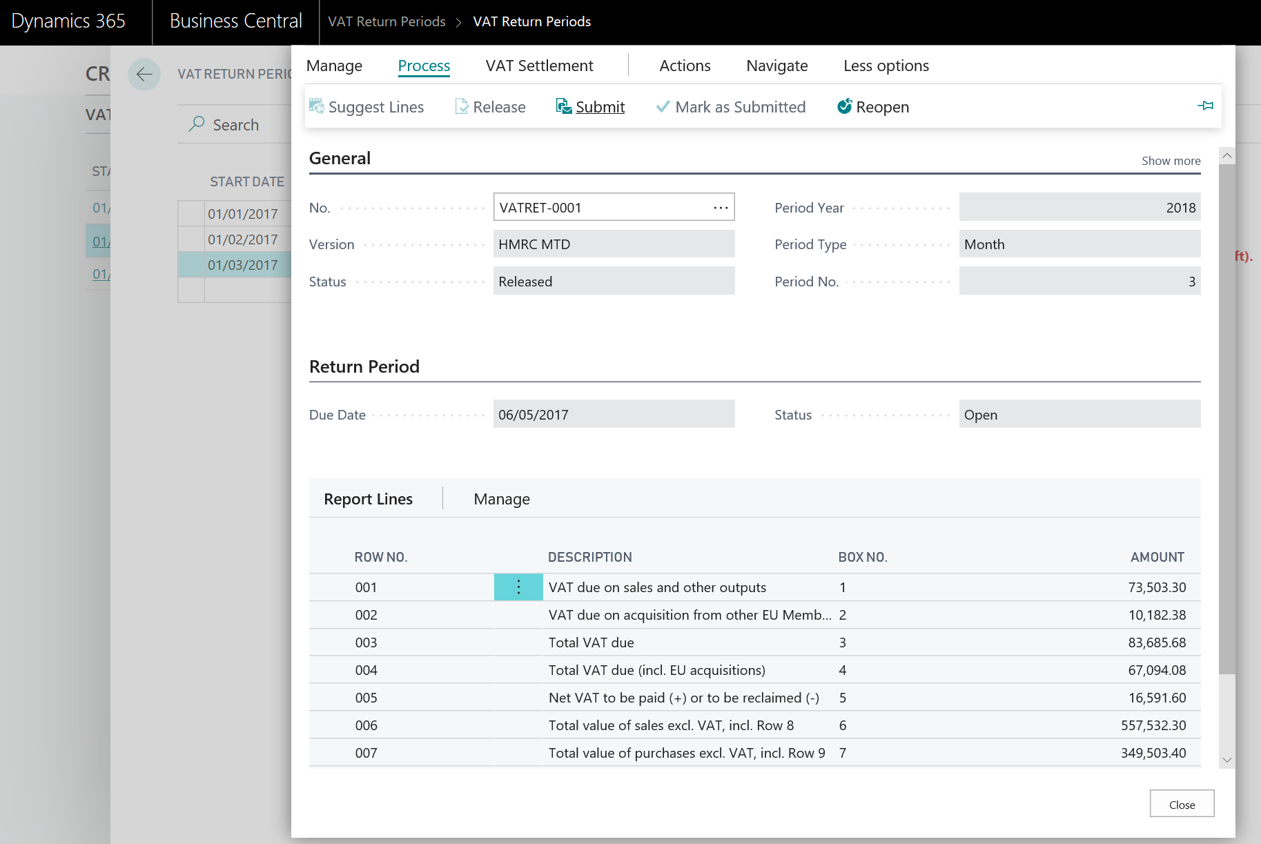  Dynamics 365 Business Central Making Tax Digital VAT Overview