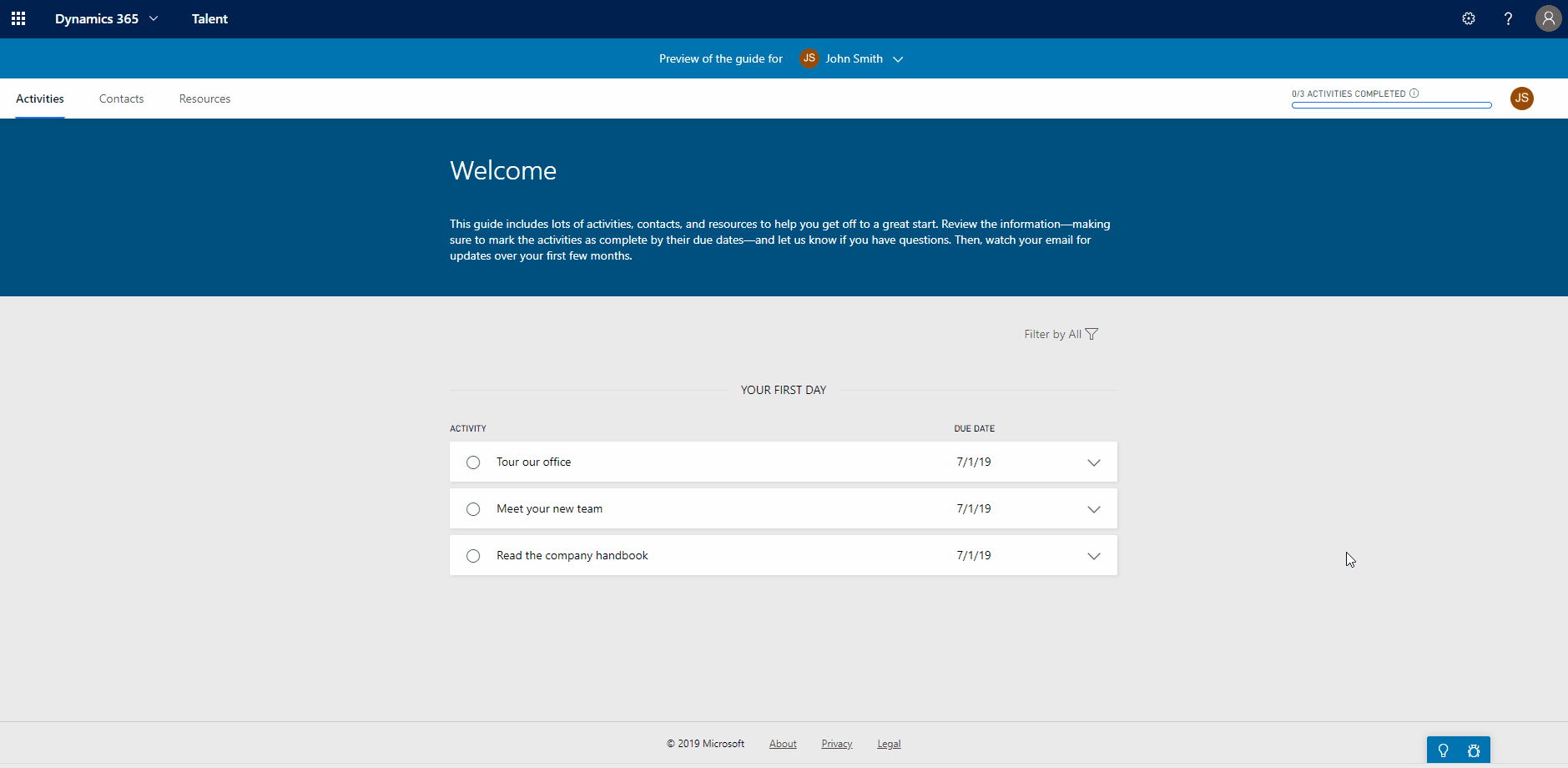 How to: Engage employees from day one through a seamless onboarding experience with Microsoft Dynamics 365 for Talent 8 8. Preview