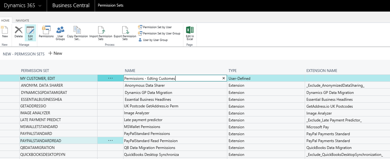 Microsoft Dynamics 365 Business Central permission