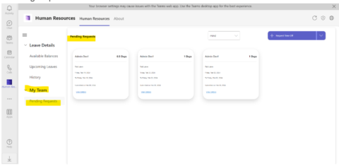 Dynamics 365 HR: Leave & Absence functionality through MS Teams