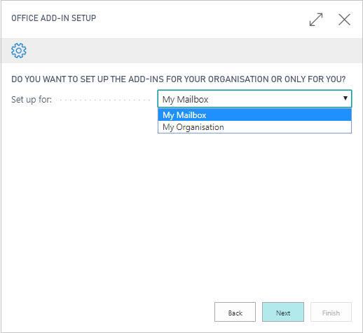 Selecting to install the add-in personally or for whole organisation