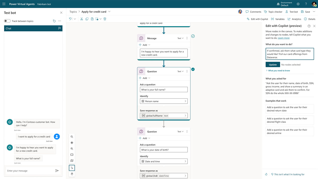 Microsoft Power Virtual Agents Functionality