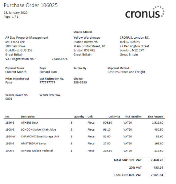 Purchase Order PDF file sent in email