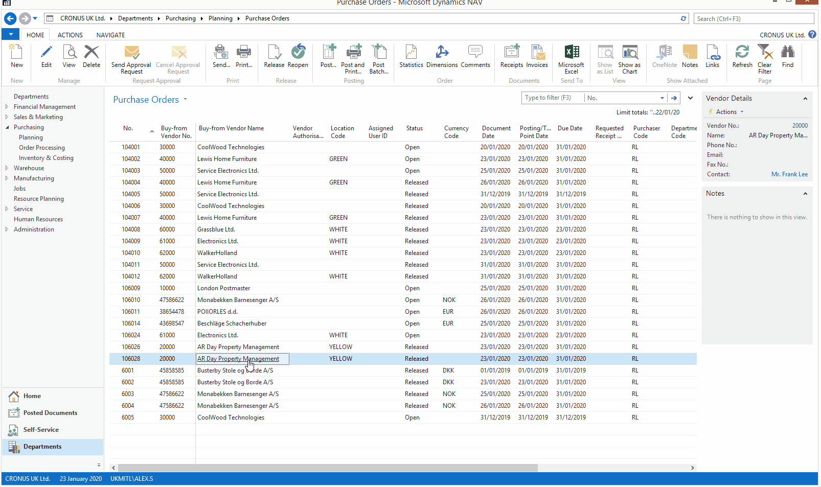 Posting a Purchase Order In Dynamics NAV