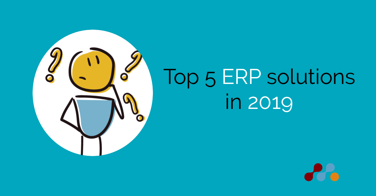 Illustration with title 'top erp solutions in 2019'