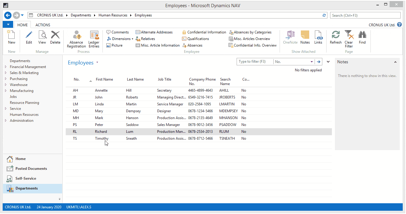 Navigating to employee ledger entries