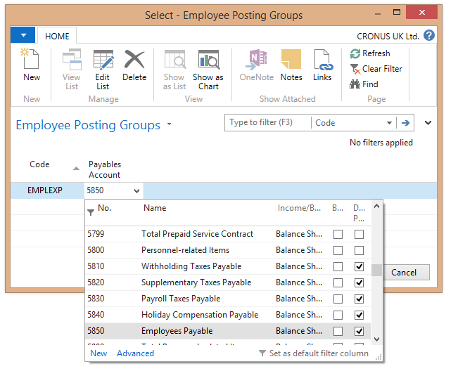 Employee posting groups in Microsoft Dynamics NAV