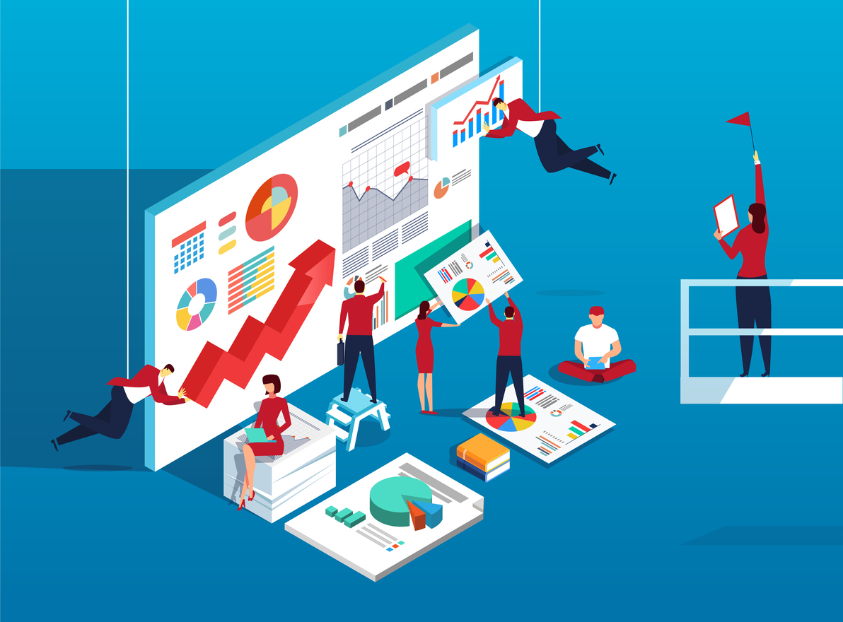 Team constructing analytics dashboard