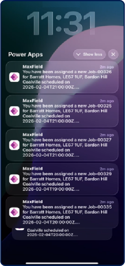 MaxField: Field Service Execution, Simplified 3 Maxfield Notification
