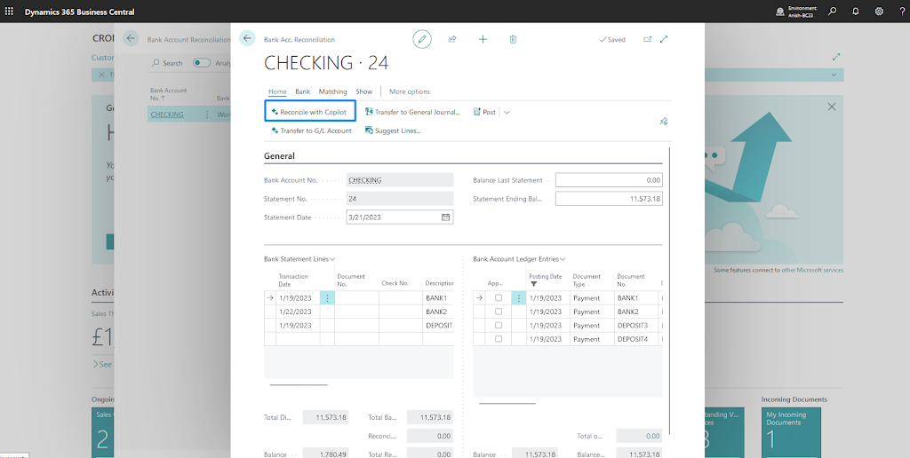 use Copilot for Bank Reconciliation 2