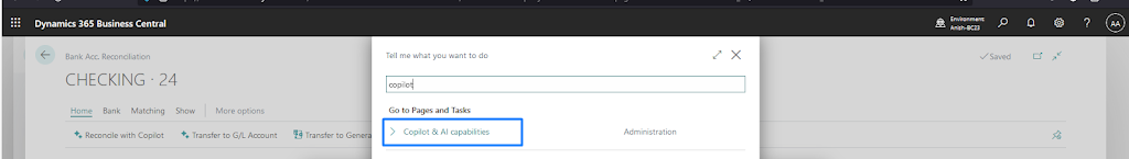 use Copilot for Bank Reconciliation - enable copilot-3
